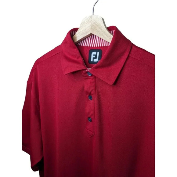 FootJoy ProDry Performance Mens Size L Red Stretch Pique Polo Golf Shirt - Picture 2 of 13